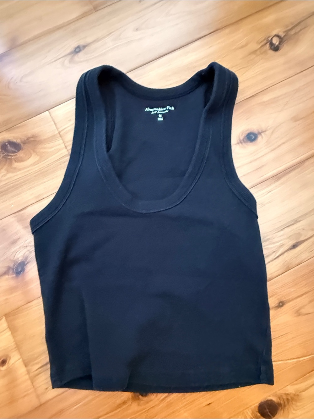 Abercrombie & Fitch Black Ribbed Scoop Neck Tank cropped